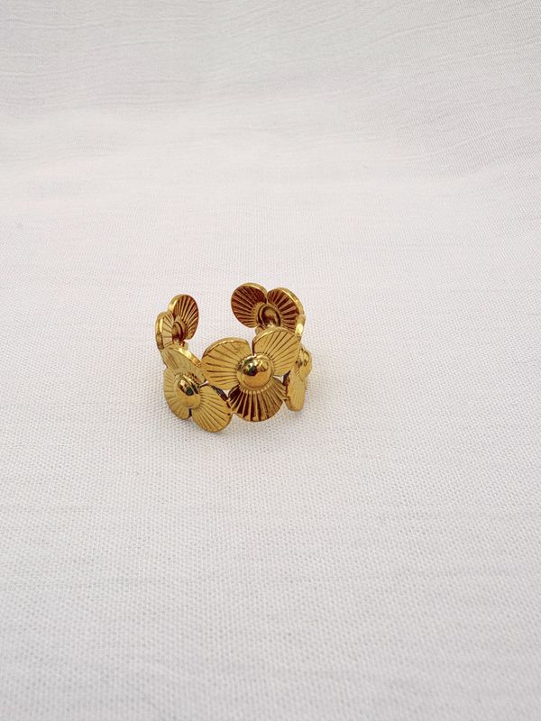 ANILLO AJUSTABLE DE FLORES RADIALES CONTINUAS EN ACERO AN3915G73