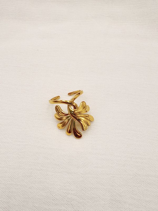 ANILLO EN FORMA DE HOJA ACERO AJUSTABLE AN3909G77