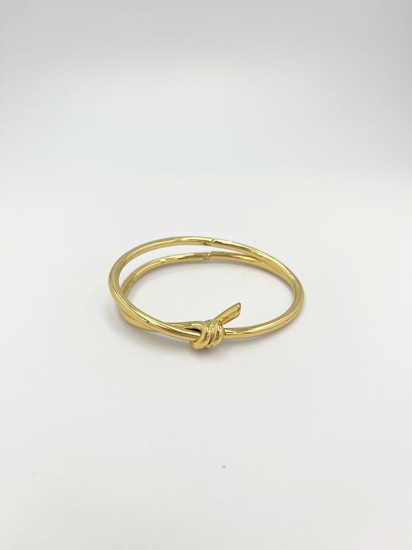 BRAZALETE DE ACERO CON NUDO DE PROMESA DISEÑO DE DOBLE BANDA PU2085G51