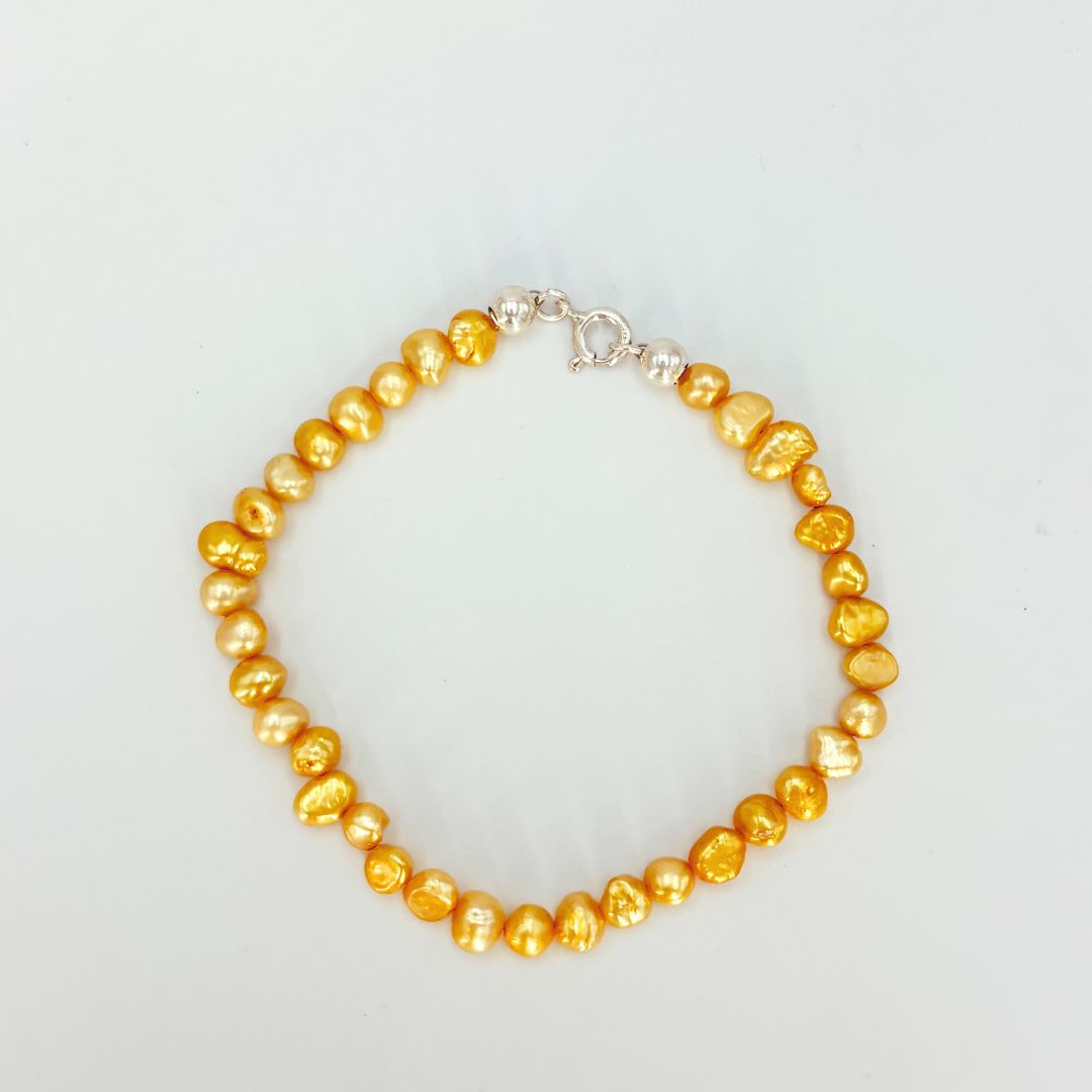 PULSERA DE PERLAS COLOR AMARILLAS CON PLATA PU2094L30 PULSERA DE PERLAS COLOR AMARILLAS CON PLATA PU2094L30