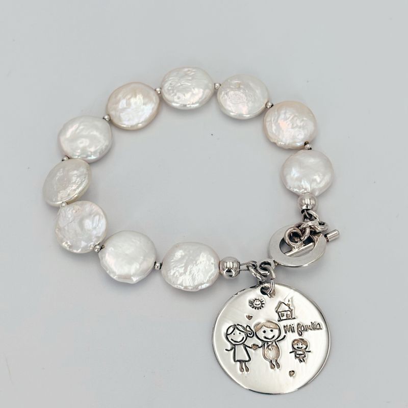 PULSERA DE PERLA REDONDA Y PLATA PU2093F30 PULSERA DE PERLA REDONDA Y PLATA PU2093F30