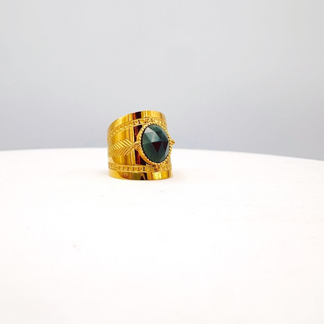 ANILLO CON PIEDRA VERDE AJUSTABLE AN3938G42