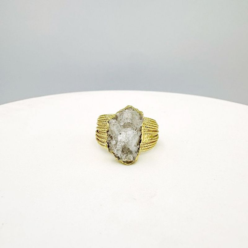ANILLO DE DRUSA DE CUARZO CON VARIAS LINEAS ACERO AJUSTABLE AN3942G27