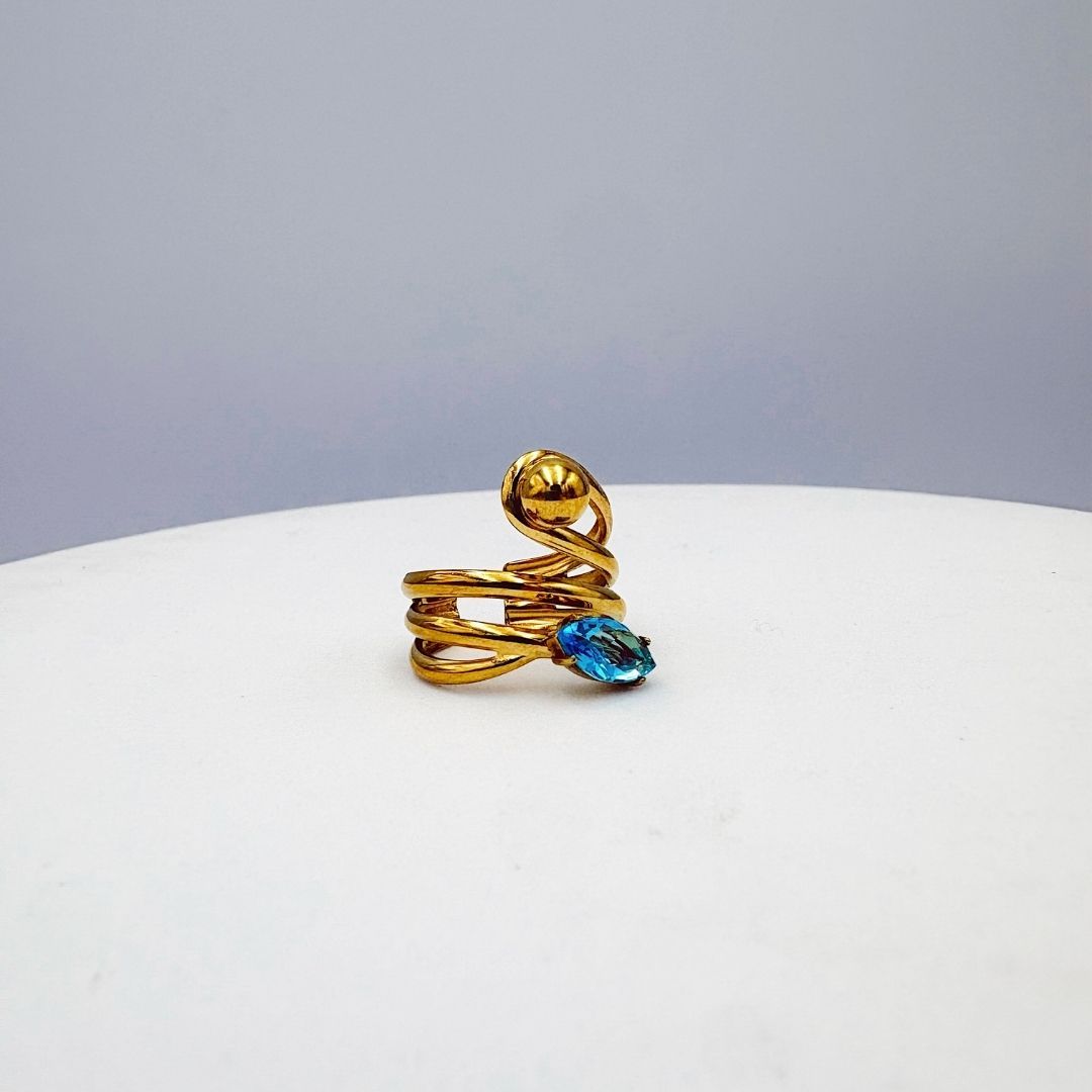 ANILLO DE CIRCONIA AZUL REY AJUSTABLE EN ACERO AN3941G65 ANILLO DE CIRCONIA AZUL REY AJUSTABLE EN ACERO AN3941G65