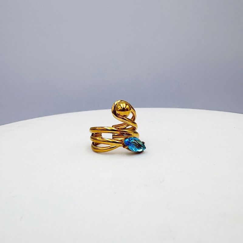 ANILLO DE CIRCONIA AZUL REY AJUSTABLE EN ACERO  AN3941G65