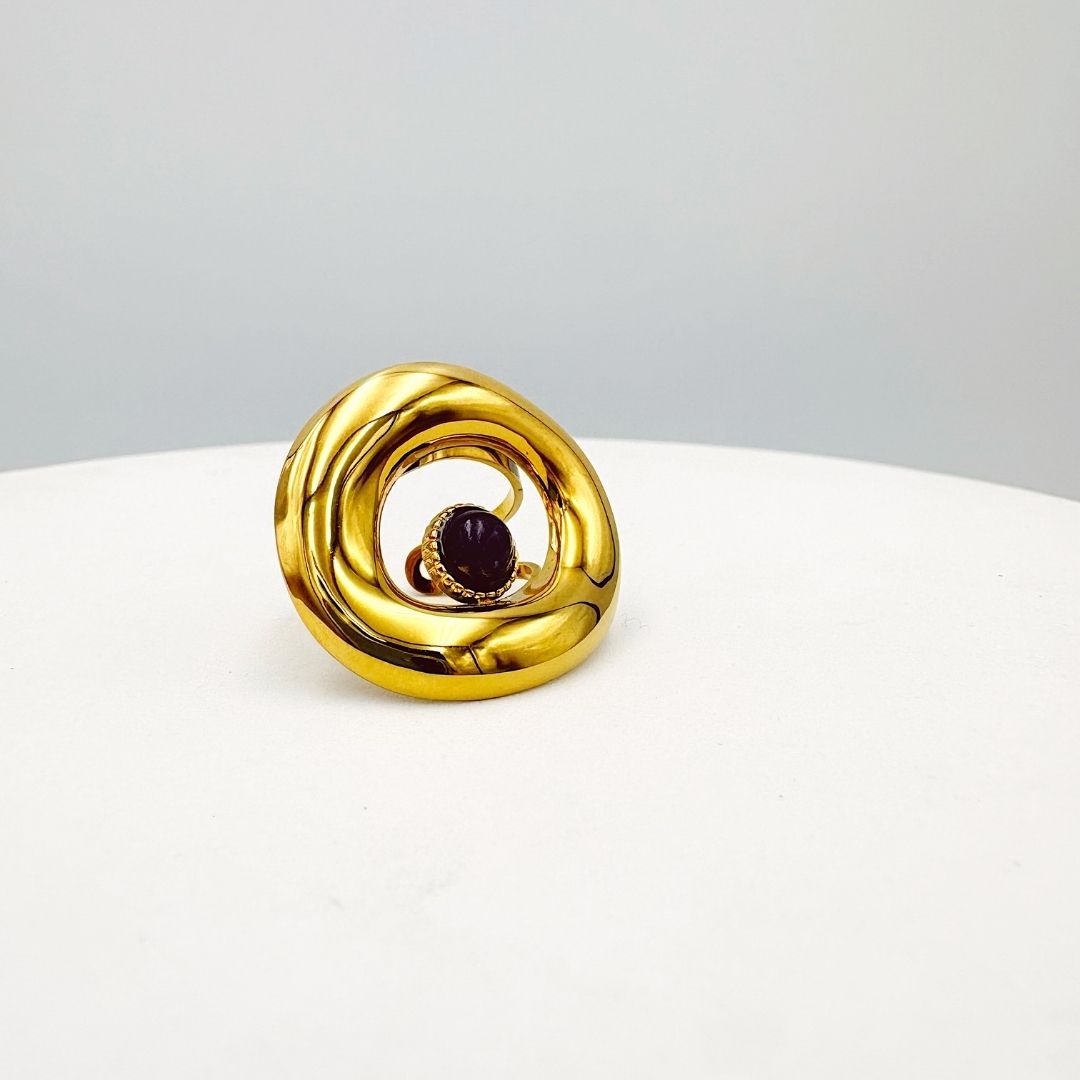 ANILLO OVALADO CON PIEDRA LAPIZLASULI AJUSTABLE EN ACERO AN3945G56 ANILLO OVALADO CON PIEDRA LAPIZLASULI AJUSTABLE EN ACERO AN3945G56