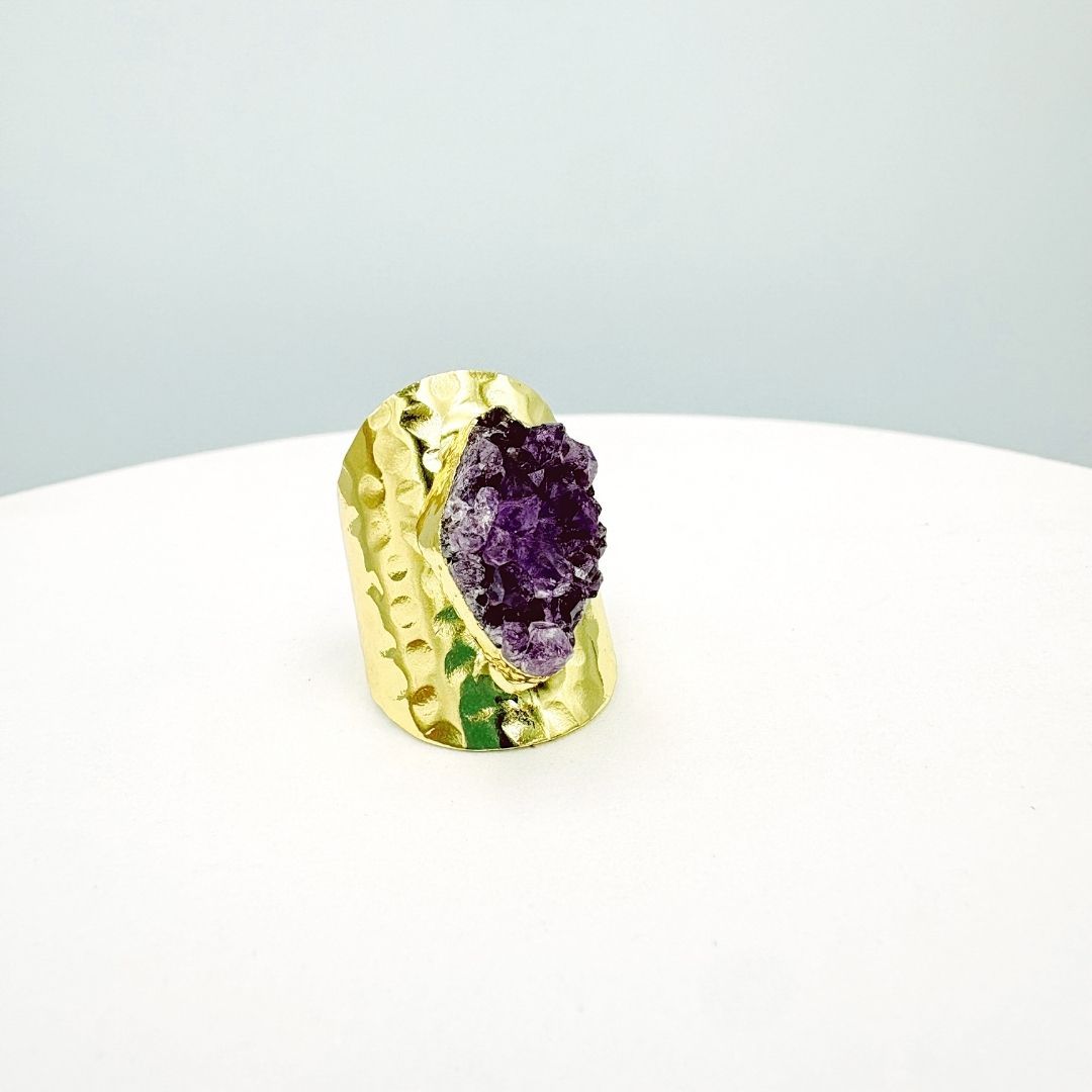 ANILLO DE DRUSA DE AMATISTA EN ACERO AJUSTABLE AN3947G27