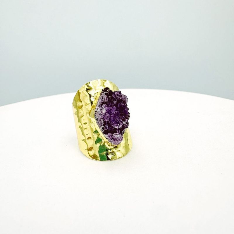 ANILLO DE DRUSA DE AMATISTA EN ACERO AJUSTABLE AN3947G27