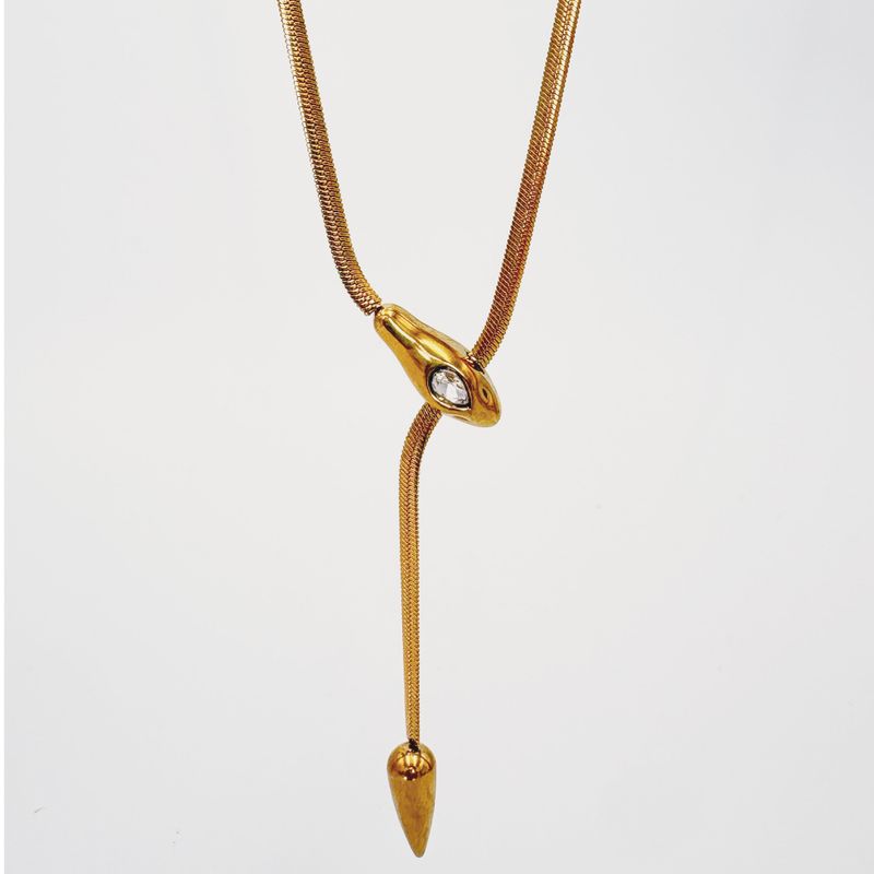 COLLAR EN FORMA DE SERPIENTE CON CIRCONIA EN ACERO CO1937G128 COLLAR EN FORMA DE SERPIENTE CON CIRCONIA EN ACERO CO1937G128