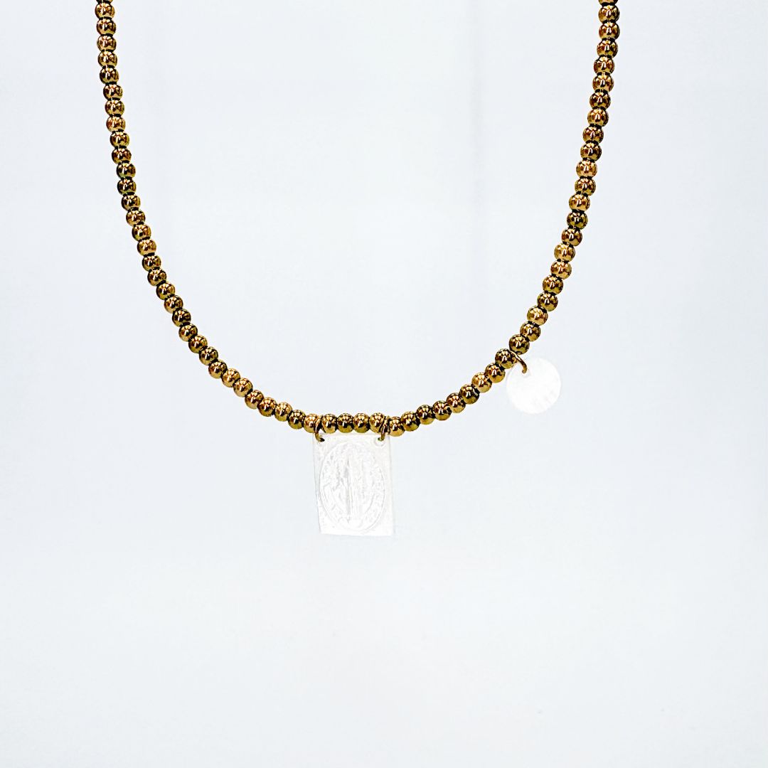 COLLAR SAN BENITO GRABADO EN MADRE PERLA CO1944G38 COLLAR SAN BENITO GRABADO EN MADRE PERLA CO1944G38