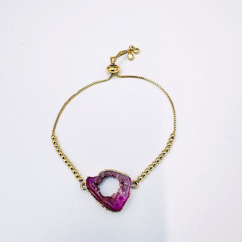 PULSERA DE DRUSA DE AGATA EN BAÑO DE ORO PU2110G28 PULSERA DE DRUSA DE AGATA EN BAÑO DE ORO PU2110G28