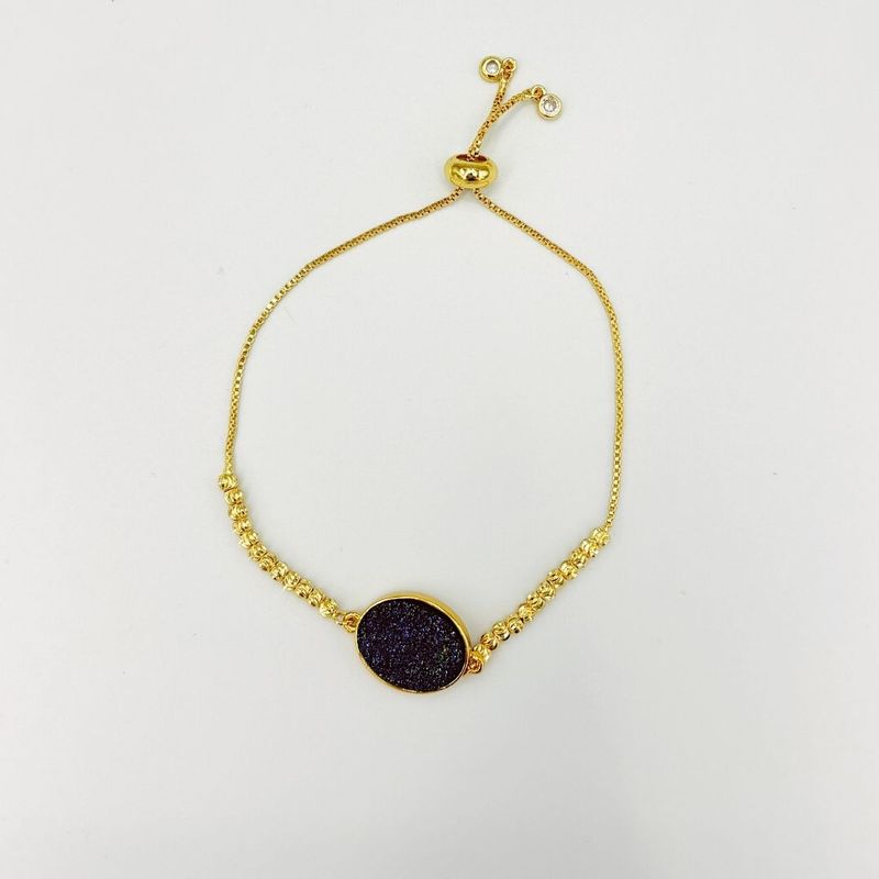 PULSERA DE PIEDRA AZUL CON ESFERAS EN SUS LADOS BAÑO DE ORO PU2104G108 PULSERA DE PIEDRA AZUL CON ESFERAS EN SUS LADOS BAÑO DE ORO PU2104G108
