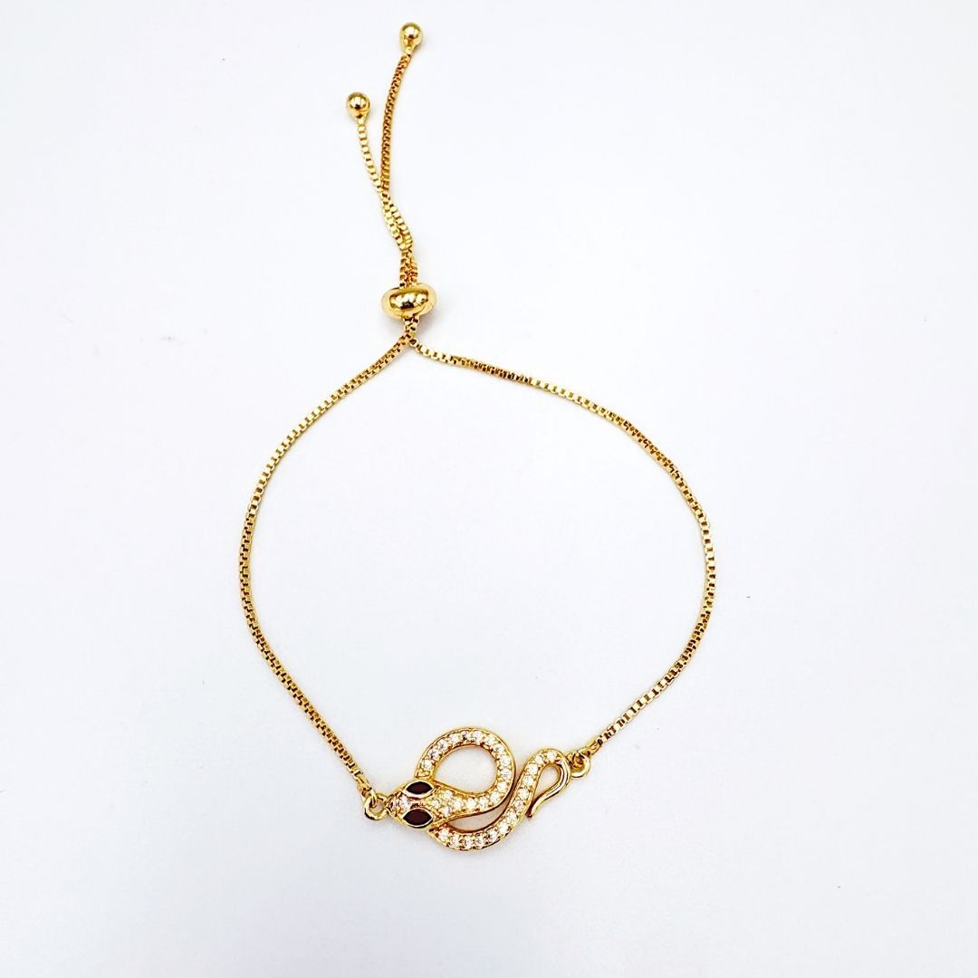 PULSERA DE SERPIENTE CON CIRCONES EN BAÑO DE ORO PU2111G45