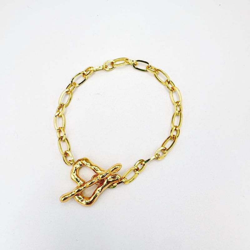 PULSERA DE CORAZÓN MARTILLADO BAÑO DE ORO PU2107G50 PULSERA DE CORAZÓN MARTILLADO BAÑO DE ORO PU2107G50