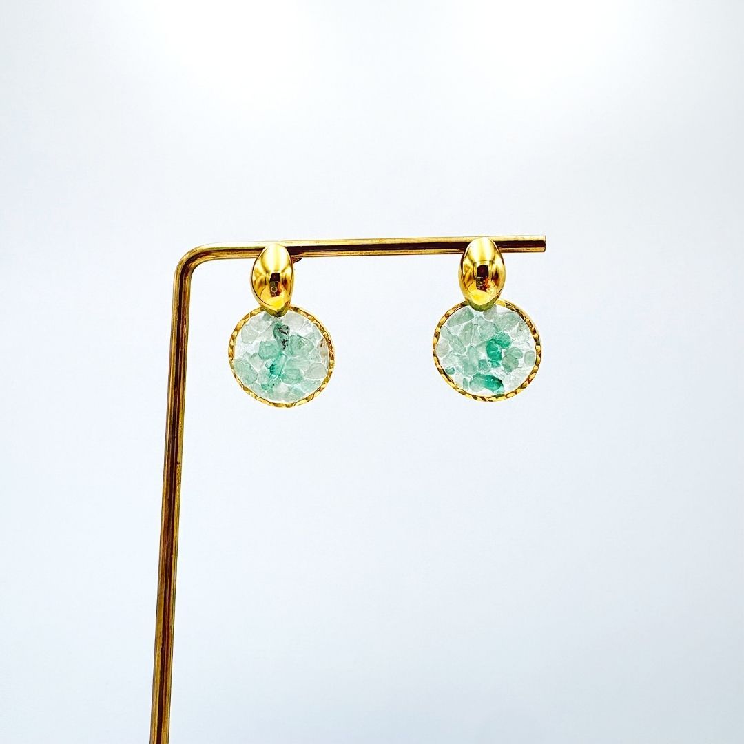 ARETES DE ACERO CON VENTURINA AR3208G37 ARETES DE ACERO CON VENTURINA AR3208G37