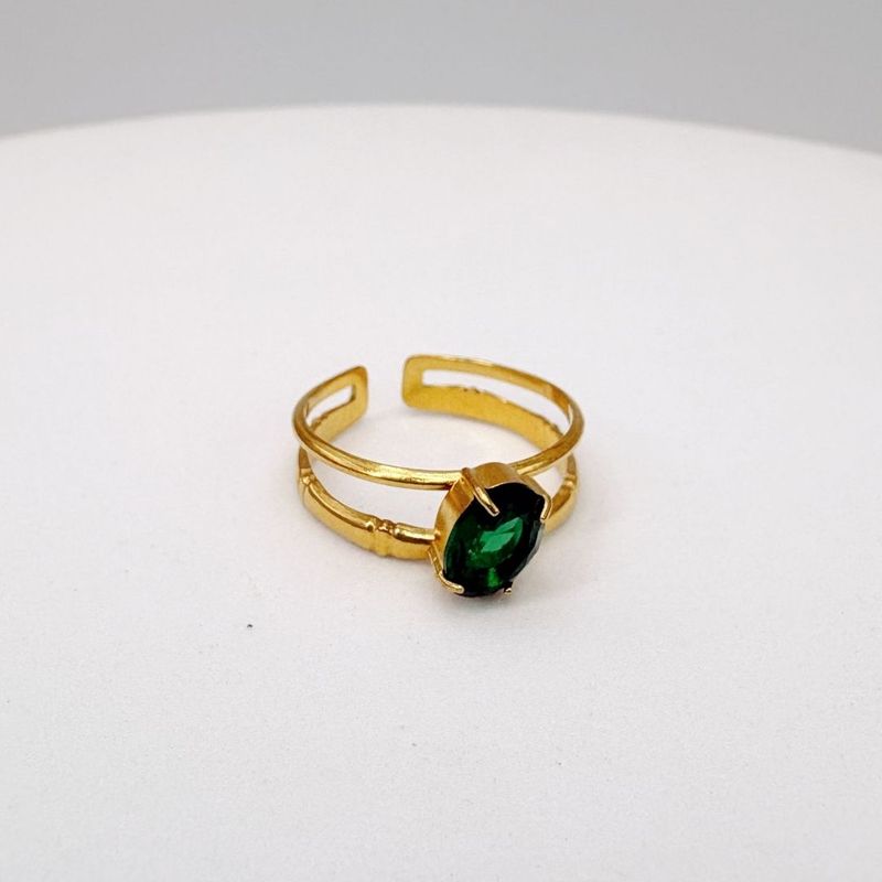 ANILLO DE BANDA DOBLE CON CIRCONIA VERDE ESMERALDA (AJUSTABLE) AN3951G158 ANILLO DE BANDA DOBLE CON CIRCONIA VERDE ESMERALDA (AJUSTABLE) AN3951G158