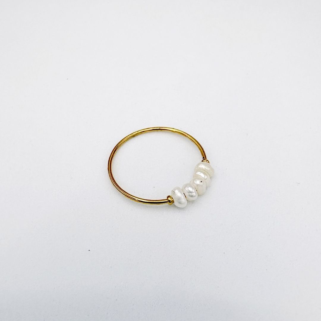 ANILLO DELICADO CON FILA DE PERLAS CULTIVADAS EN ACERO AN3963G36 ANILLO DELICADO CON FILA DE PERLAS CULTIVADAS EN ACERO AN3963G36