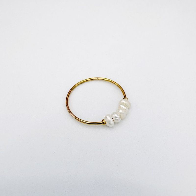 ANILLO DELICADO CON FILA DE PERLAS CULTIVADAS EN ACERO AN3963G36 ANILLO DELICADO CON FILA DE PERLAS CULTIVADAS EN ACERO AN3963G36