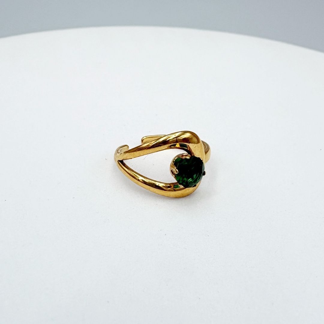 ANILLO DE BANDA DOBLE CON CIRCONIA VERDE ESMERALDA EN ACERO AJUSTABLE AN3954G85 ANILLO DE BANDA DOBLE CON CIRCONIA VERDE ESMERALDA EN ACERO AJUSTABLE AN3954G85