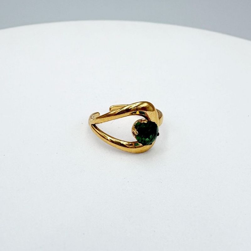 ANILLO DE BANDA DOBLE CON CIRCONIA VERDE ESMERALDA EN ACERO AJUSTABLE AN3954G85 ANILLO DE BANDA DOBLE CON CIRCONIA VERDE ESMERALDA EN ACERO AJUSTABLE AN3954G85