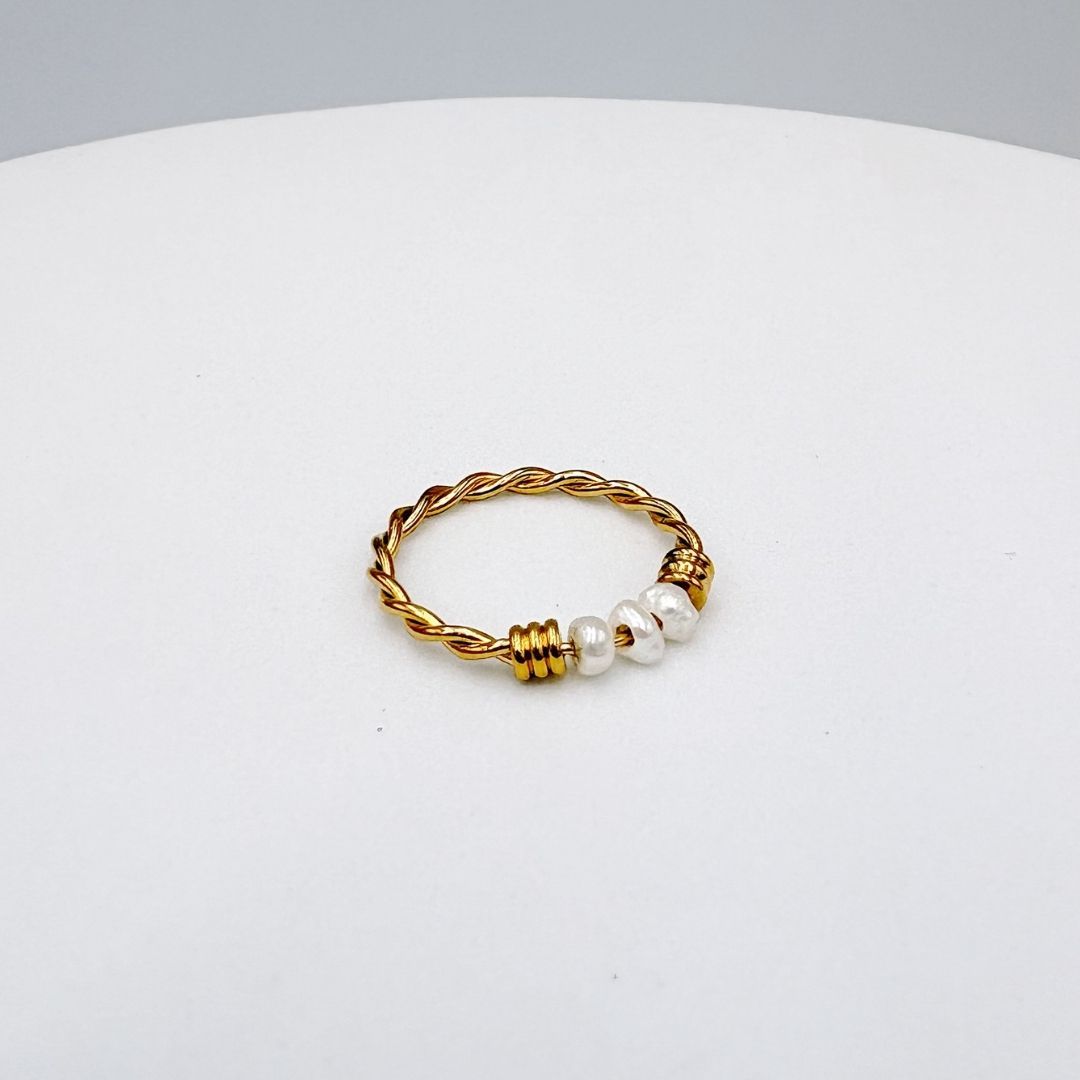 ANILLO TRENZADO EN ACERO CON PERLA CULTIVADA  AN3967G39