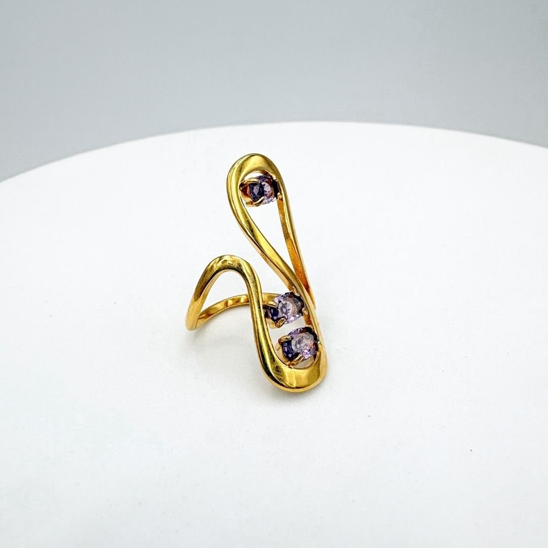 ANILLO DE ACERO CON CRISTALES EN LILA TALLA 6 AN3975G37 ANILLO DE ACERO CON CRISTALES EN LILA TALLA 6 AN3975G37