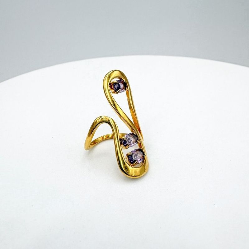 ANILLO DE ACERO CON CRISTALES EN LILA TALLA 6 AN3975G37 ANILLO DE ACERO CON CRISTALES EN LILA TALLA 6 AN3975G37