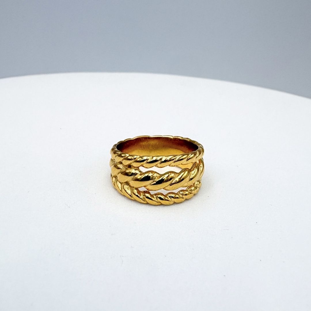 ANILLO ANILLO DE TRES BANDAS TRENZADAS EN ACERO TALLA 6 AN3982G38 ANILLO ANILLO DE TRES BANDAS TRENZADAS EN ACERO TALLA 6 AN3982G38