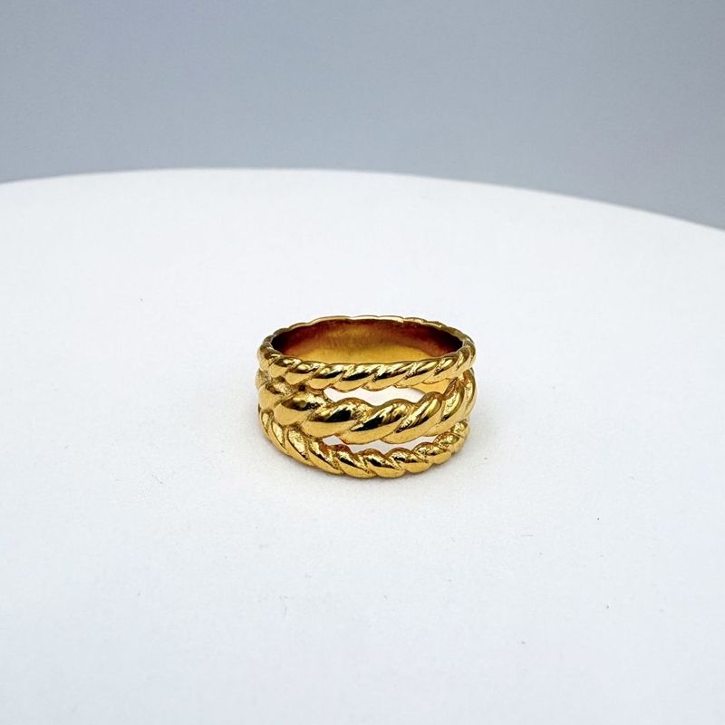 ANILLO ANILLO DE TRES BANDAS TRENZADAS EN ACERO TALLA 6 AN3982G38 ANILLO ANILLO DE TRES BANDAS TRENZADAS EN ACERO TALLA 6 AN3982G38