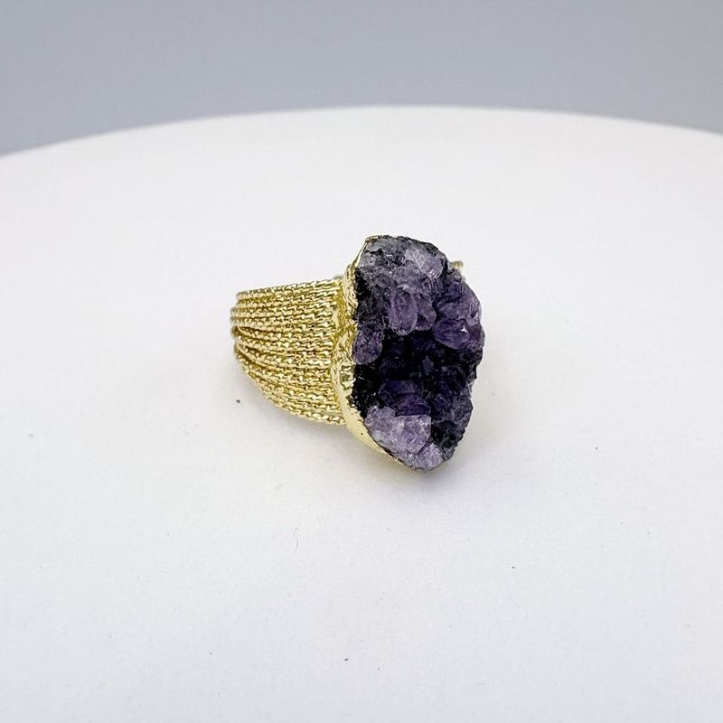 ANILLO DE DRUSA DE AMATISTA EN LINEAS DE BAÑO DE ORO AN3984G27 ANILLO DE DRUSA DE AMATISTA EN LINEAS DE BAÑO DE ORO AN3984G27