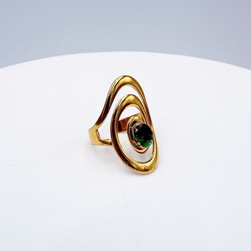 ANILLO DE ESPIRAL CON CRISTAL VERDE EN ACERO Y AJUSTABLE AN3978G58 ANILLO DE ESPIRAL CON CRISTAL VERDE EN ACERO Y AJUSTABLE AN3978G58