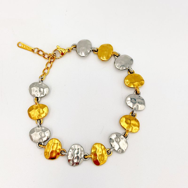 PULSERA DE MEDALLONES MARTILLADOS BICOLOR EN ACERO PU2124G50 PULSERA DE MEDALLONES MARTILLADOS BICOLOR EN ACERO PU2124G50
