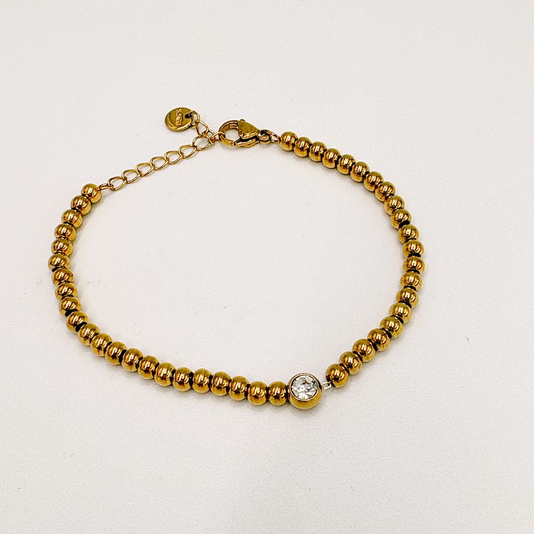 PUSERA DE BOLITAS DE ACERO CON DIJE DE CRISTAL PU2119G49 PUSERA DE BOLITAS DE ACERO CON DIJE DE CRISTAL PU2119G49