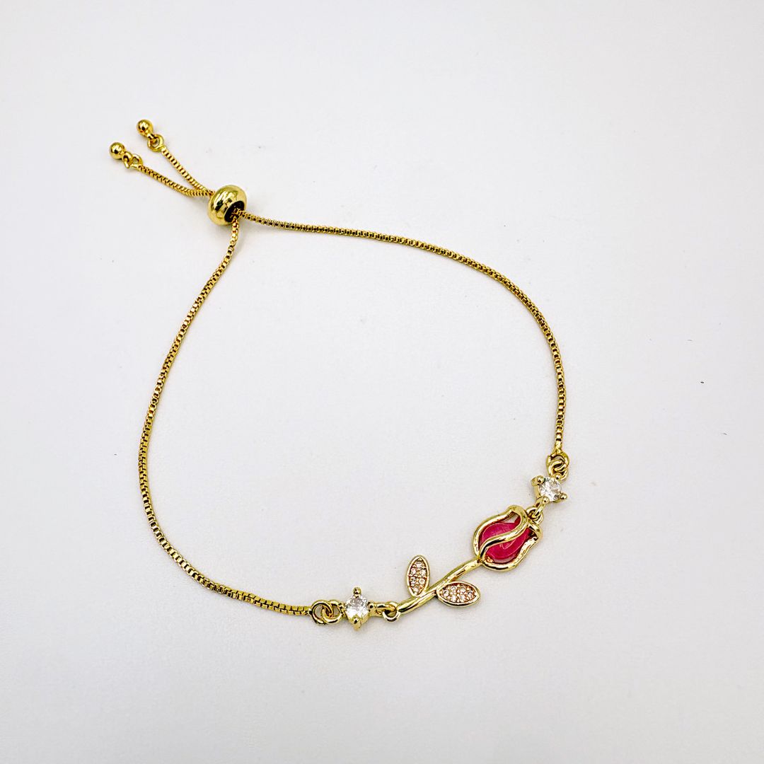 PULSERA DE TULIPÁN CON CRISTALES BAÑO DE ORO PU2131G93