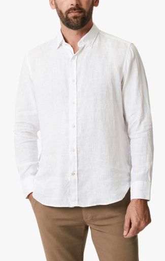 LINEN CHAMBRAY SHIRT Bright White, Size: L x, Colour: BRIGHT WHITE, Season: SS25