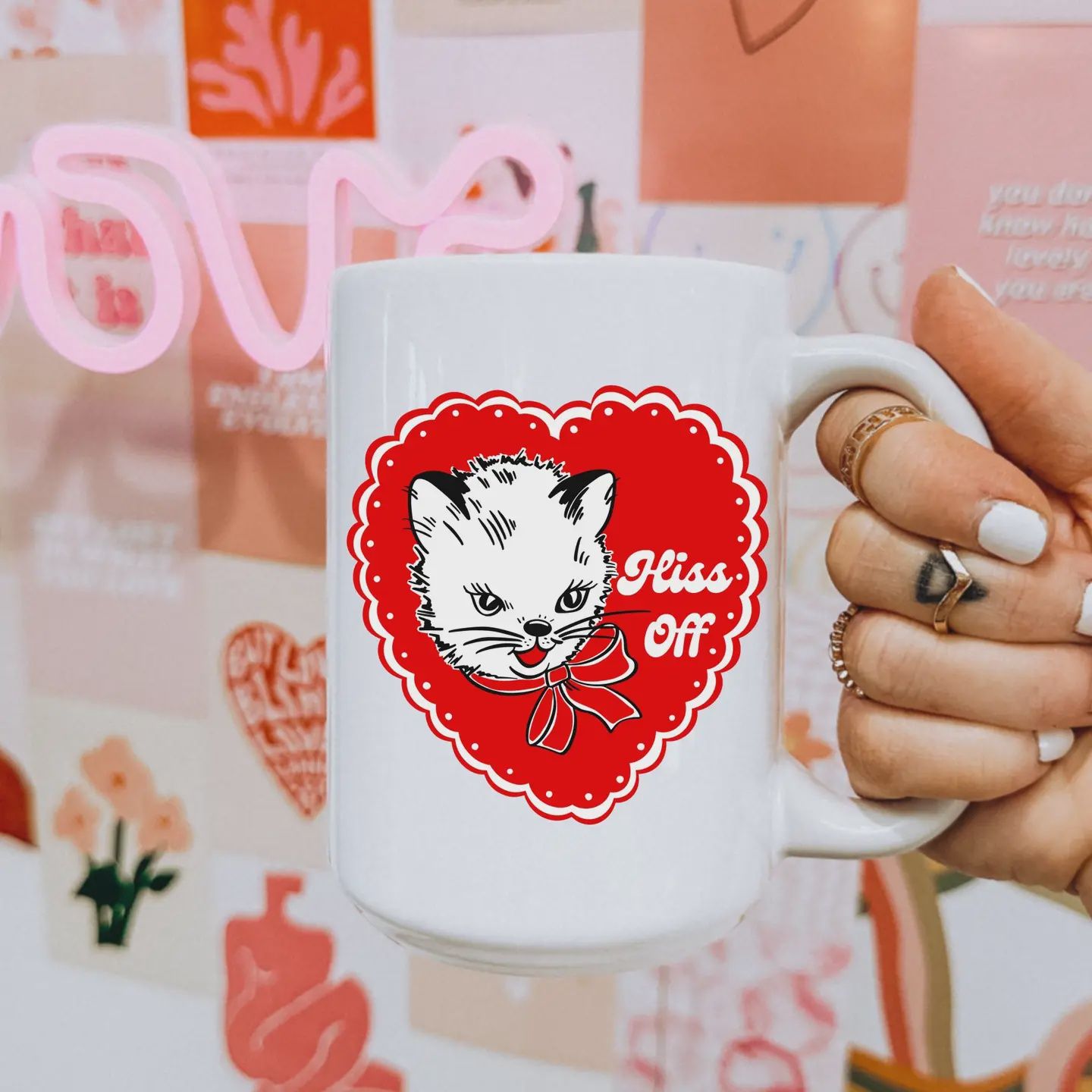 Hiss Off Cat Sarcastic Valentine Mug