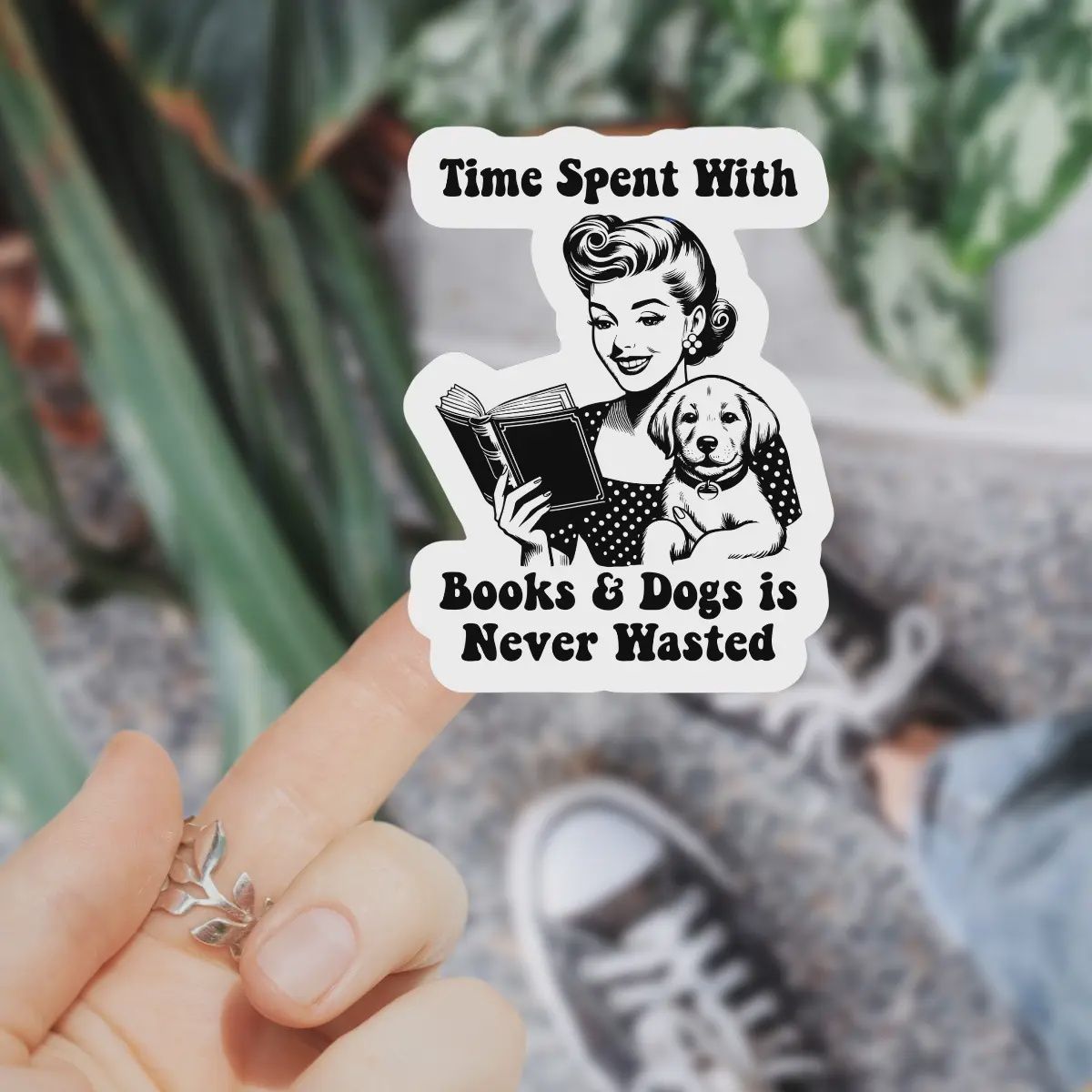 Time Spent With Books and Cats is Never Wasted sticker
