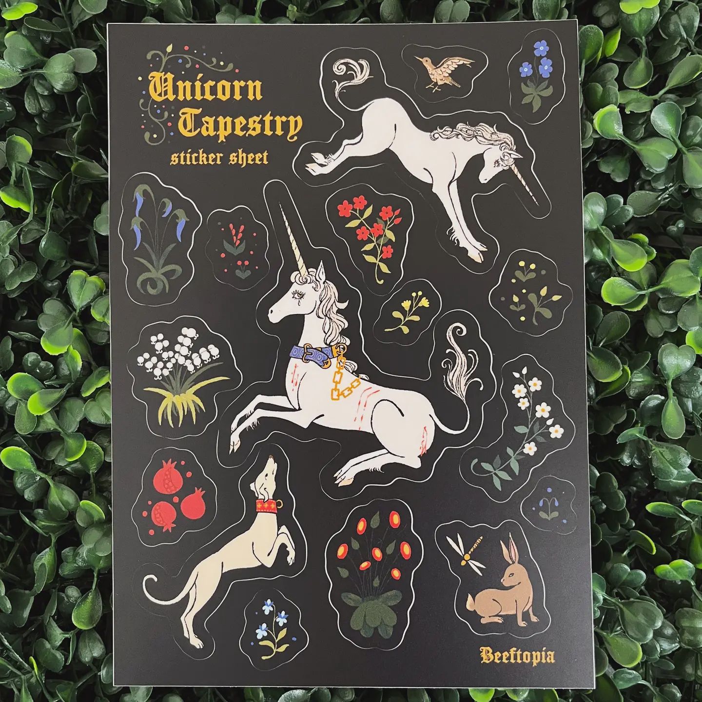 Unicorn Tapestry Medieval Sticker Sheet