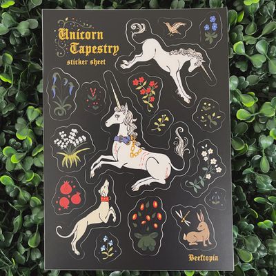 Unicorn Tapestry Medieval Sticker Sheet