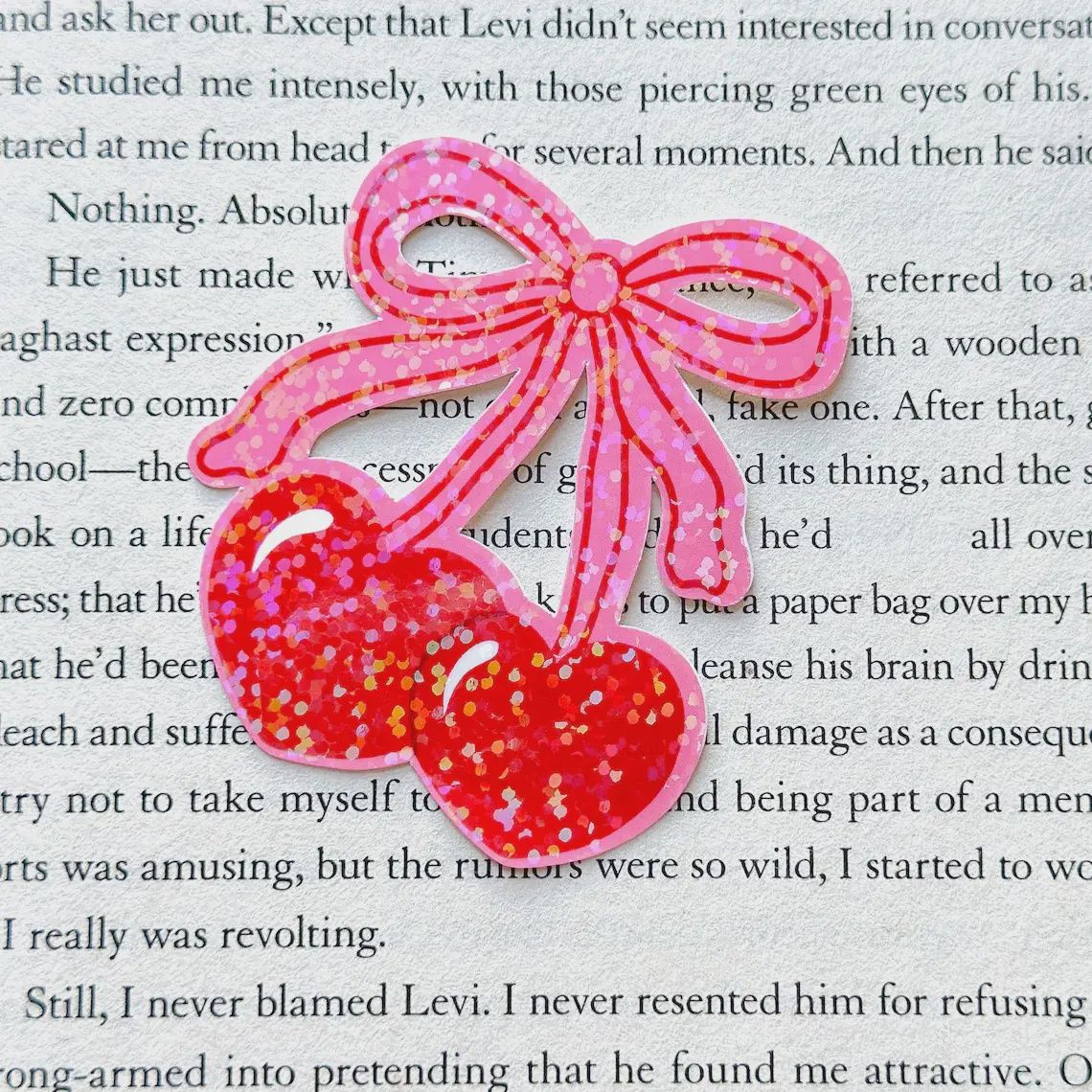 Pink Cherry Bow Kindle Book Sticker