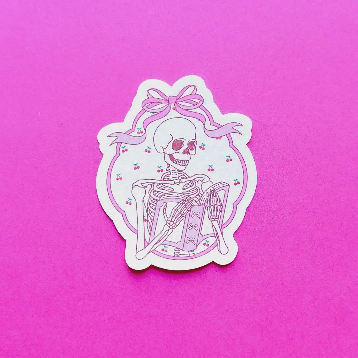 Coquette Skeleton Reader Kindle Book Sticker