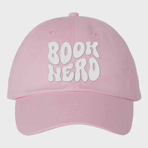 Book Nerd Baseball Hat, Color: Pink