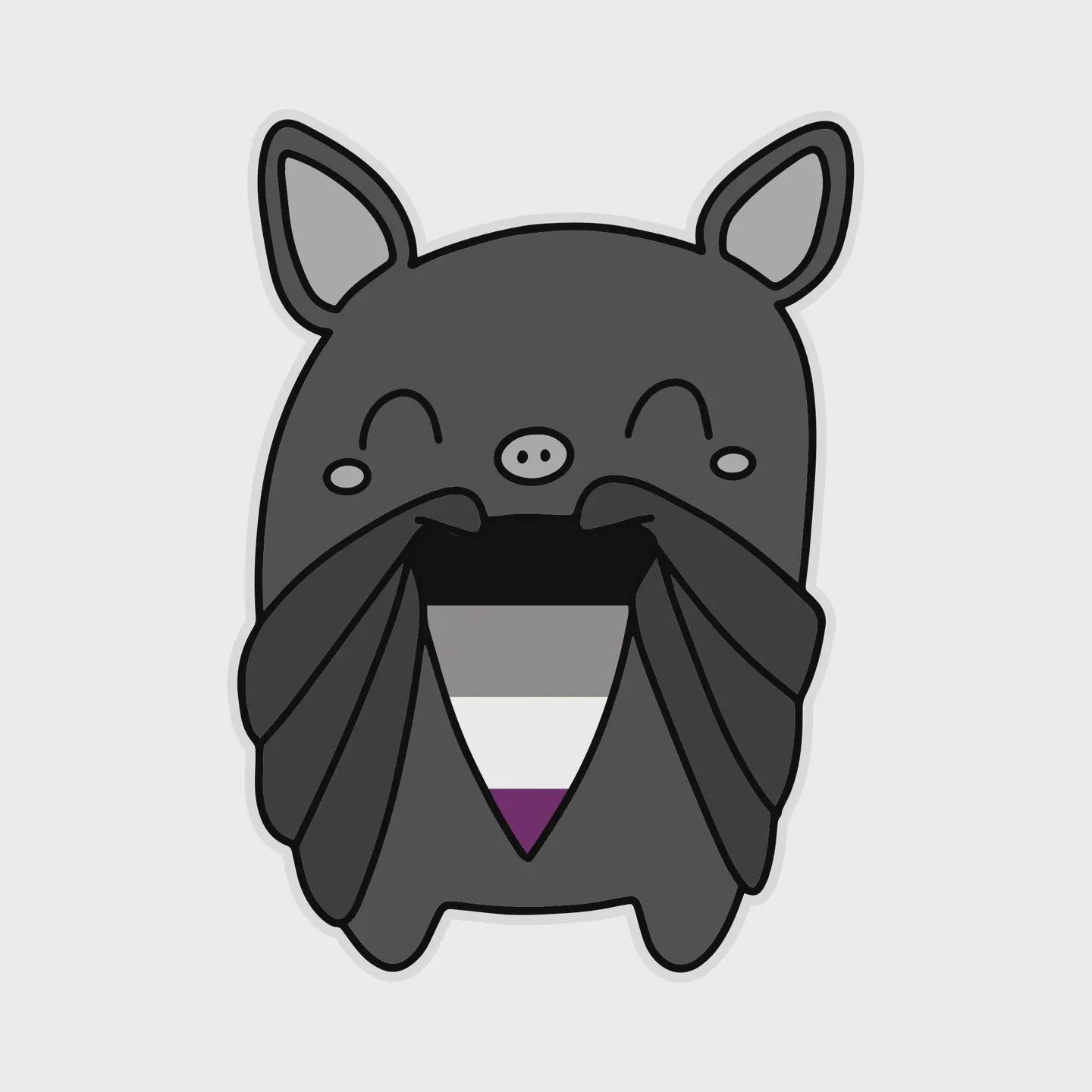 Bat Asexual BlackGrayWhitePurple Sticker