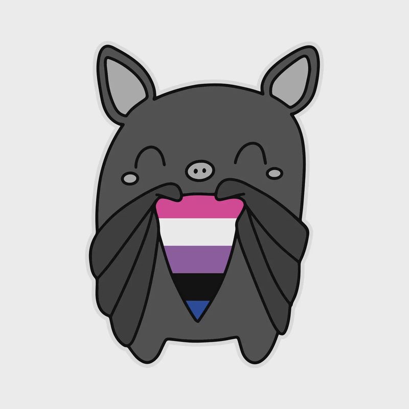 Bat Gender Fluid PinkWhitePurpleBlackBlue Sticker