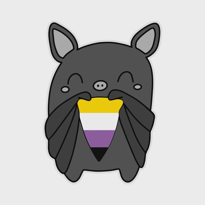 Bat Non-Binary YellowWhitePurpleBlack Sticker