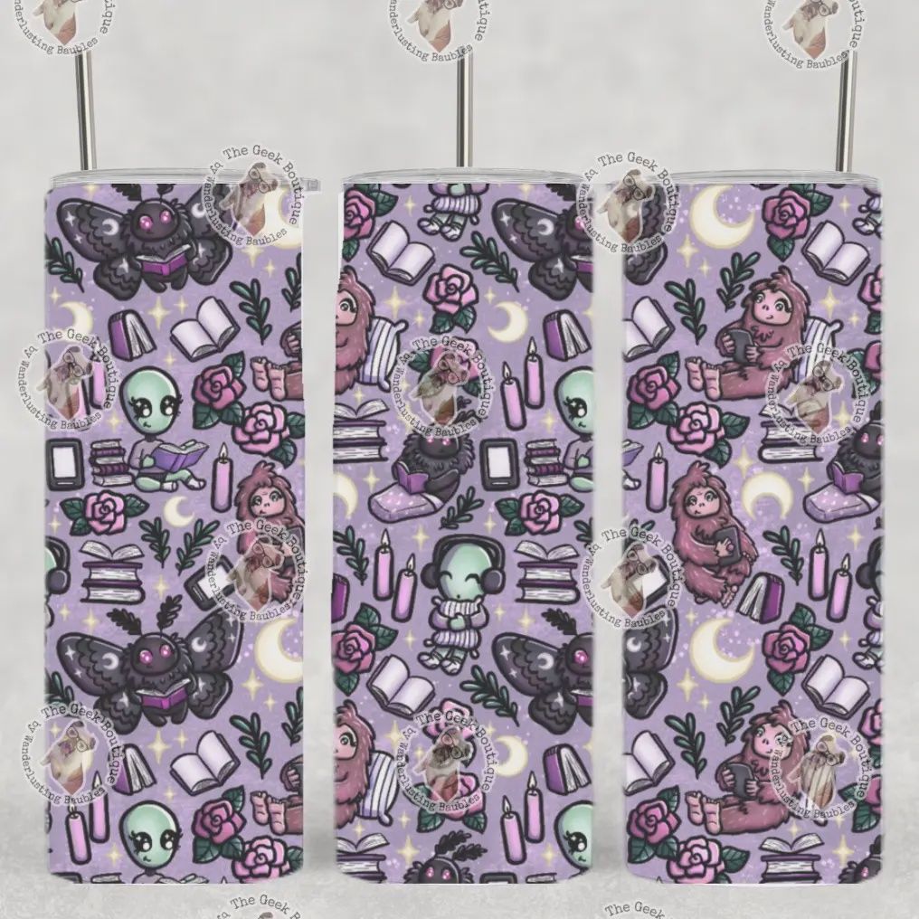 Bookish Cryptid Collage Cozy Bigfoot Alien Mothman Tumbler