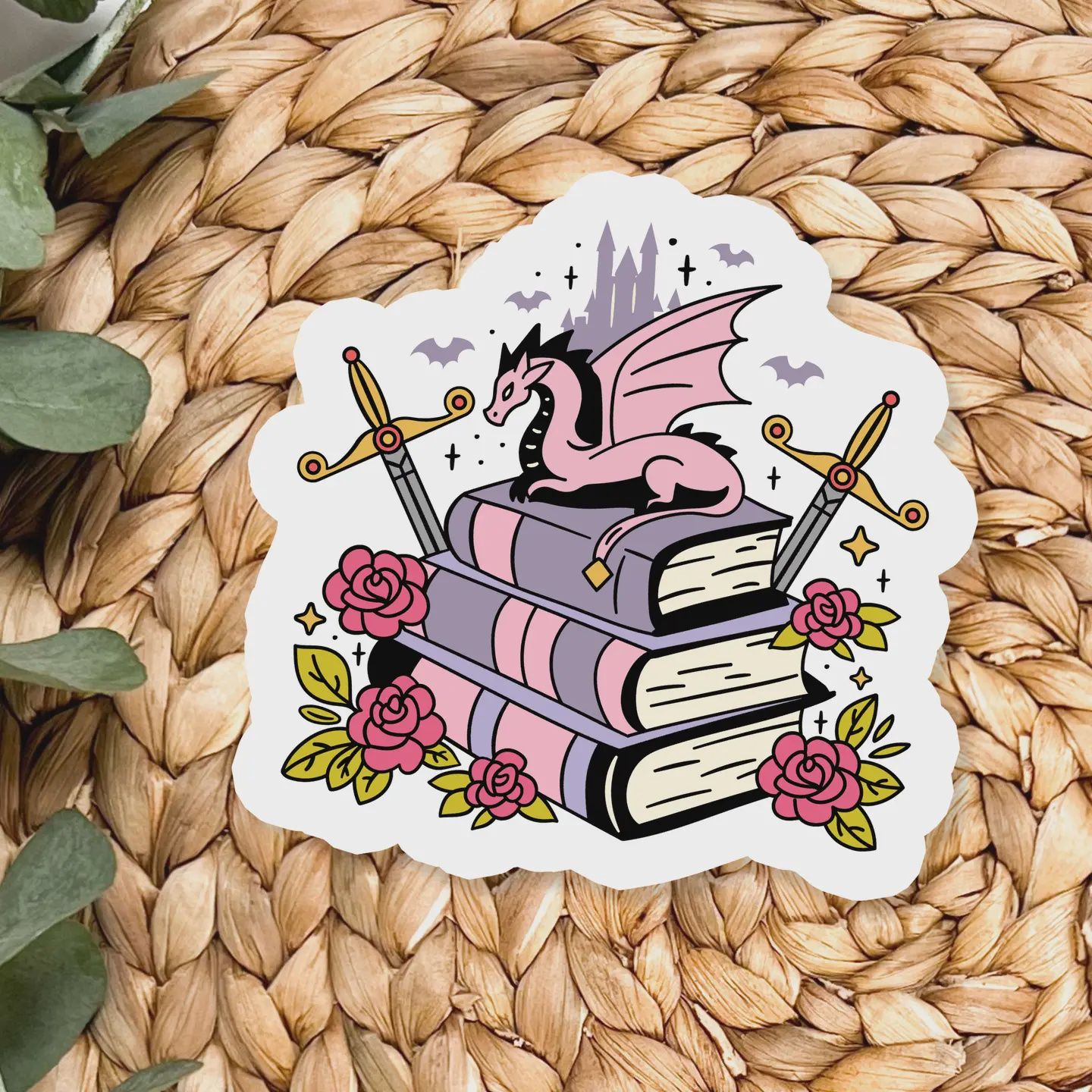 Fantasy Dragon and Castle Sticker