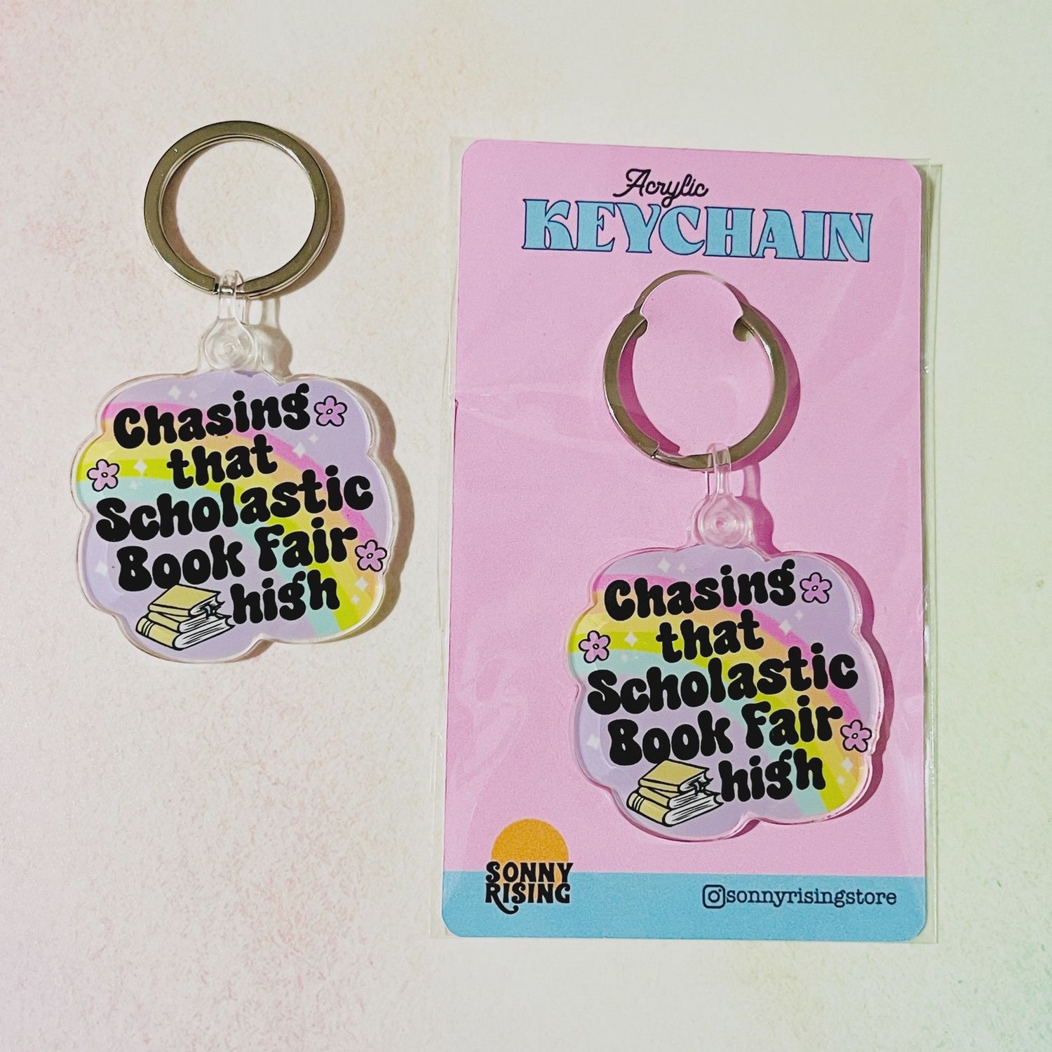 Acrylic Keychain, Chasing That Scholastic Book Fair High