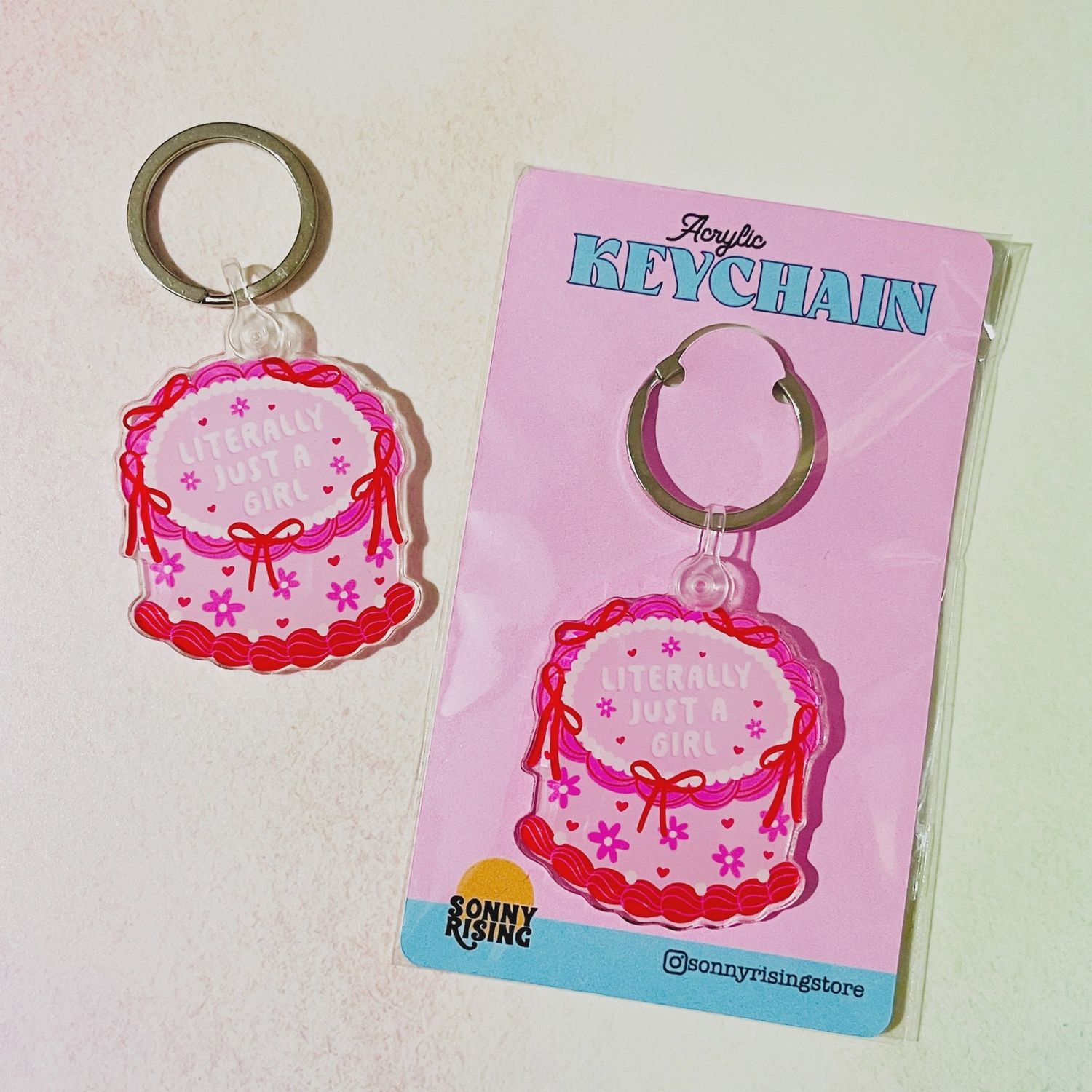 Acrylic Keychain, Literally Just A Girl Cake