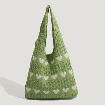 Love heart Crochet Tote Bag Hand-Woven shoulder Bag